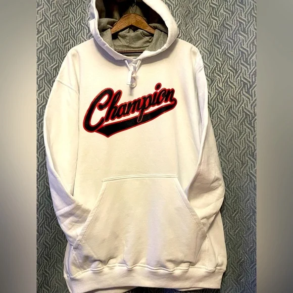 NWT Champion Powerblend Fleece Mens Long Sleeve Hoodie Big and Tall. 2XB. White - Picture 7 of 15